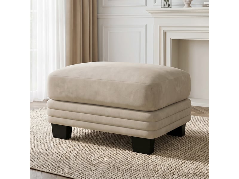 Pouf de salon - pouf audrey en tissu chenille - café clair, 77 x 55 x 48 cm, café léger, pour salon, tissu chenille de haute qualité - Conforama A