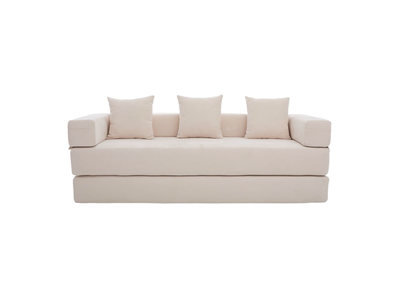  Canapé modulable modenvie 2 places en chenille beige avec poches latérales et base antidérapante  - Conforama A