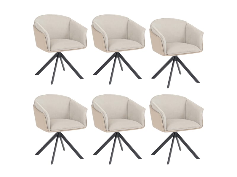  Lot de 6 chaises de salle à manger hwc-r24, chaises de cuisine, pivotantes, en métal, simili-cuir, tissuvelours - beige  - Conforama A