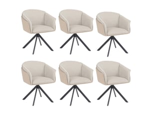 Lot de 6 chaises de salle à manger hwc-r24, chaises de cuisine, pivotantes, en métal, simili-cuir, tissuvelours - beige