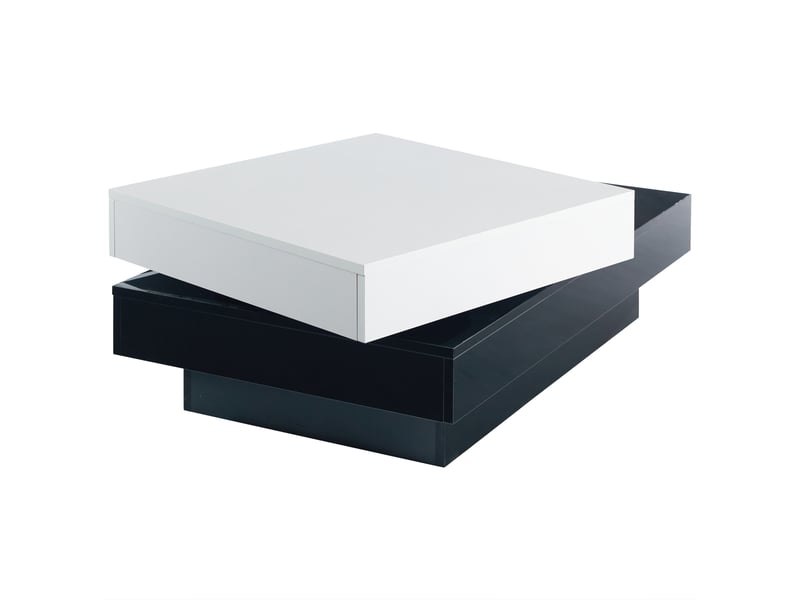  Table basse pivotante noir et blanc, table de salon moderne 103x60x35.5cm avec finition haute brillance  - Conforama W