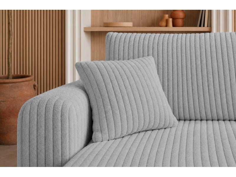  Emma - canapé d'angle convertible gros velours côtelé 4 places gris clair  - Conforama E