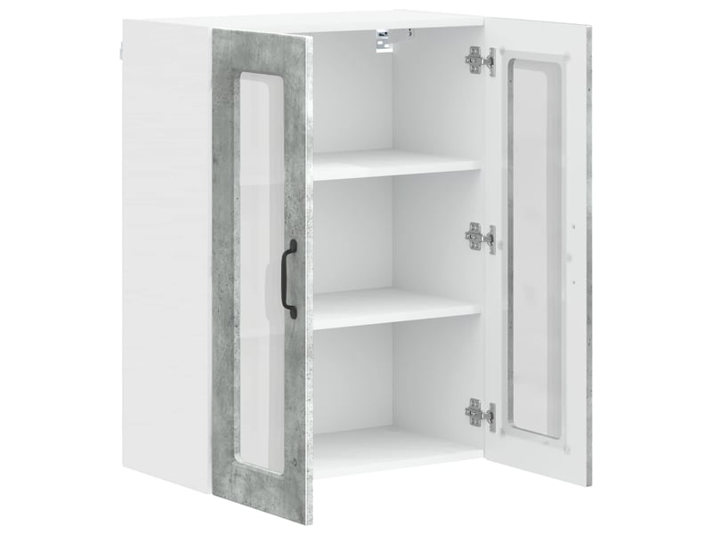  Meuble mural de cuisine, cabinet en verre mural gris béton 60x31x80cm shl4824  - Conforama E