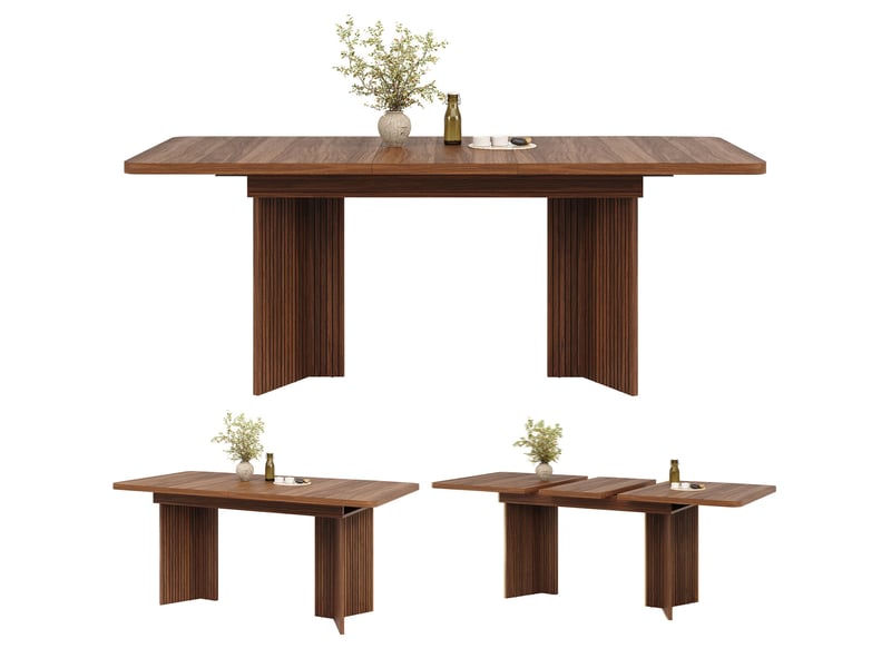  Table à manger extensible marron, rangement, gain de place, confort, solide - mdf - 120x80x76.1cm - cuisine et salle à manger  - Conforama A