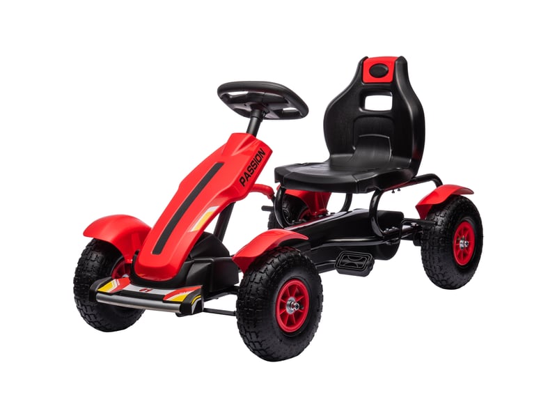  Karting à pédales pour enfants de 5 à 12 ans avec siège réglable et frein à main, 121 x 58 x 61 cm, rouge  - Conforama B