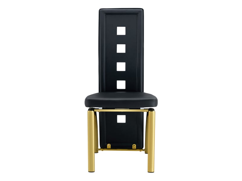  Lot de 4 chaises de salle à manger 41x49 cm – noir et doré – dossier ajouré, simili cuir et métal  - Conforama A