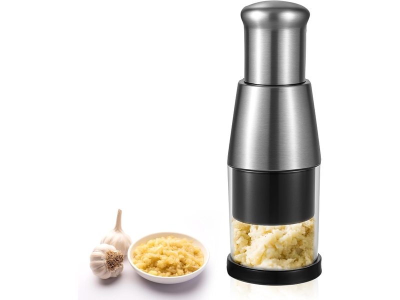  Hachoir à ail pressé manuel en acier inoxydable - mini hachoir compact - rapide et pratique - durable - pour les amateurs de nourriture et le personn  - Conforama A