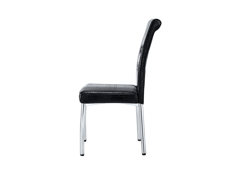 Chaise de salle à manger lot de 2 rembourrée à boutons cristal - pieds métal pvc noir - Conforama A