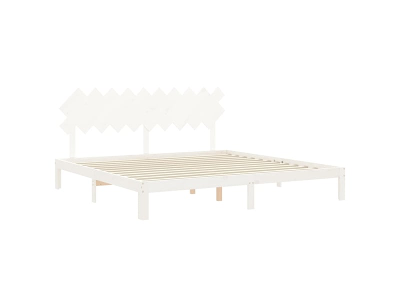  Lit double- lit adulte -  cadre de lit sans matelas blanc 200x200 cm bois massif de pin  - Conforama D