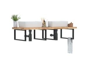 Étagère de vasque murale acier et bois massif d'acacia shl5393