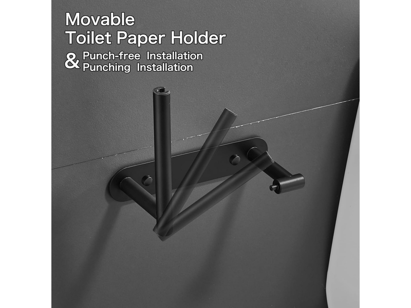  Porte-serviettes en papier en acier inoxydable, porte-rouleau de papier rotatif monobloc, facile à installer, noir  - Conforama C
