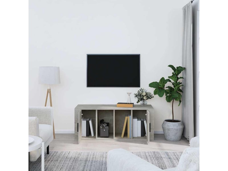  Meuble tv - banc tv - meuble de rangement gris béton 100x35x40 cm bois d'ingénierie  - Conforama C