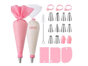Lot de 40 poches à douille de pâtisserie – rose