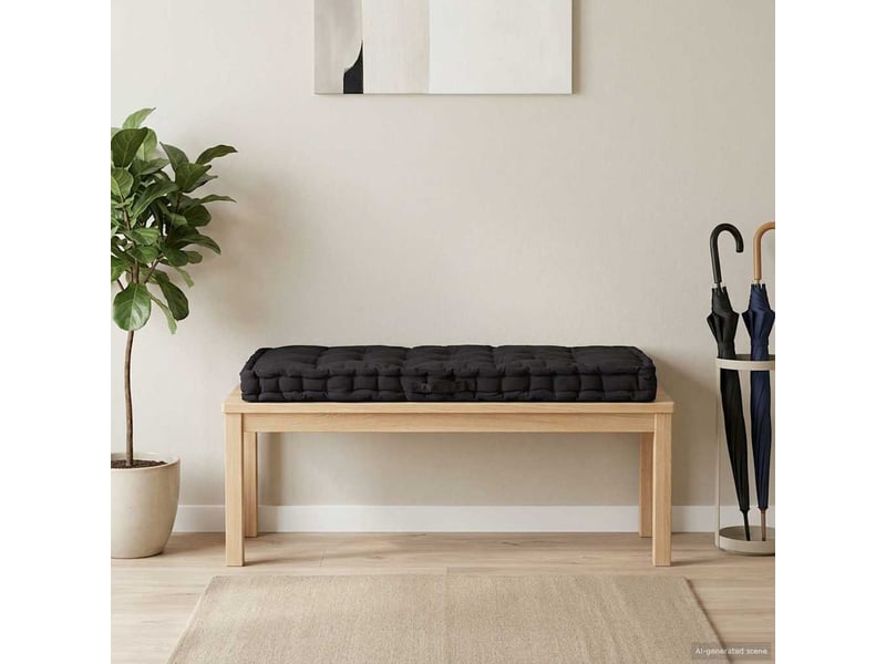  Coussin de plancher de palette, coussin d'assise coton 120x80x10 cm noir cf55519  - Conforama B