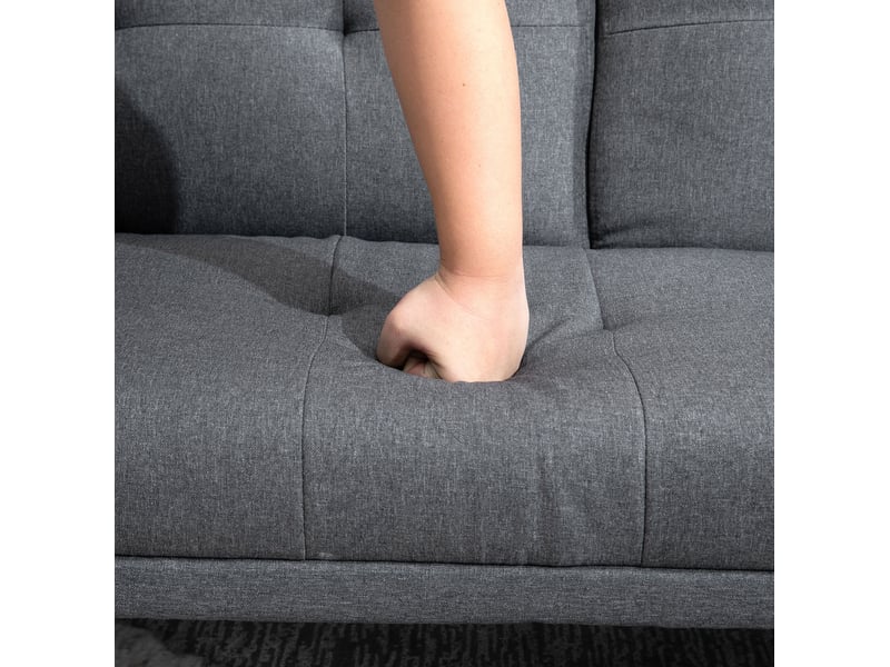  Canapé-lit tcqpz 3 places 181 x 77 x 78 cm gris foncé polyester avec table rabattable et porte-gobelets  - Conforama D