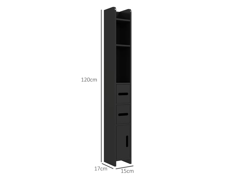  Colonne de rangement, armoire haute pour salle de bain bois noir 15x17x120cm  - Conforama E