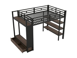 Lit mezzanine 140x200 cm <strong>BLACKCOLORS</strong> <strong></strong> coloris noir