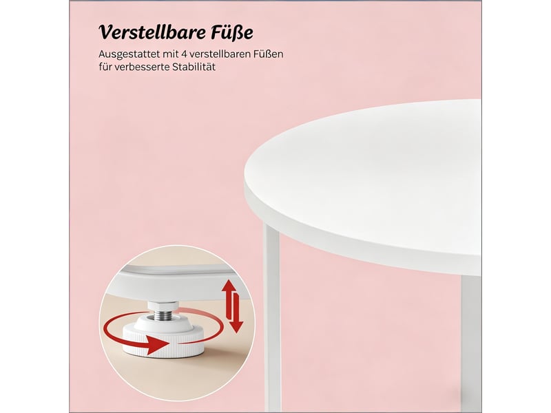  Table d'appoint ronde avec panier de rangement en métal et bois blanc ø45x50 cm  - Conforama E