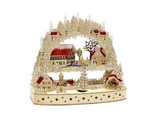 Village de noël lumineux en bois 20 led l. 45 cm à piles