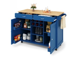Desserte 2 portes 2 tiroirs coloris bleu mdf et métal