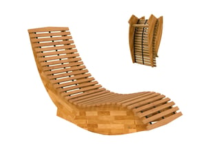 Chaise longue en bois d'acacia, pliable et ergonomique, avec un design à lattes en forme de s, 60 x 156 x 77 cm