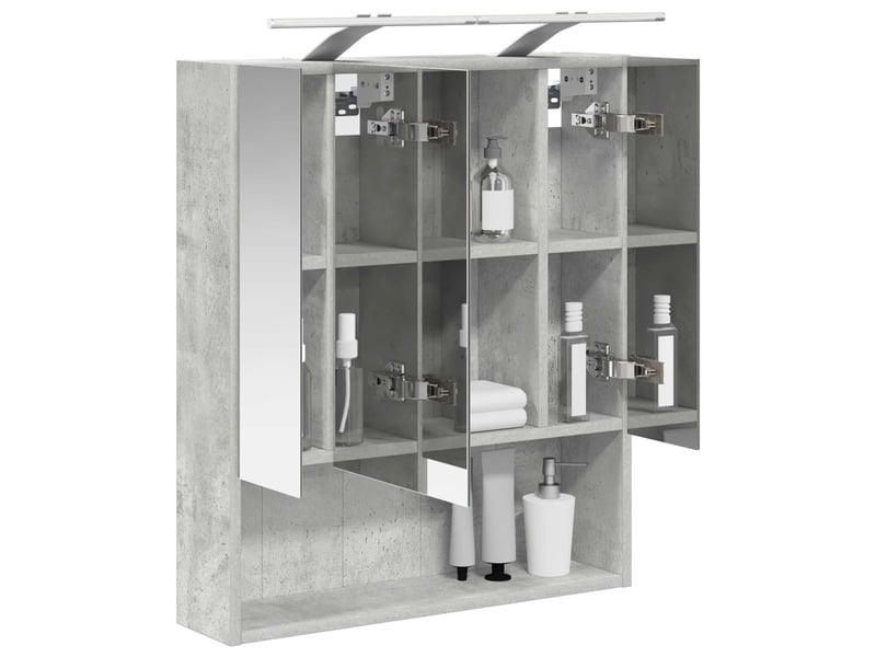  Armoire miroir de salle de bain, cabinet de salle de bain gris béton 60 x 14.5 x 70 cm cf65162  - Conforama C