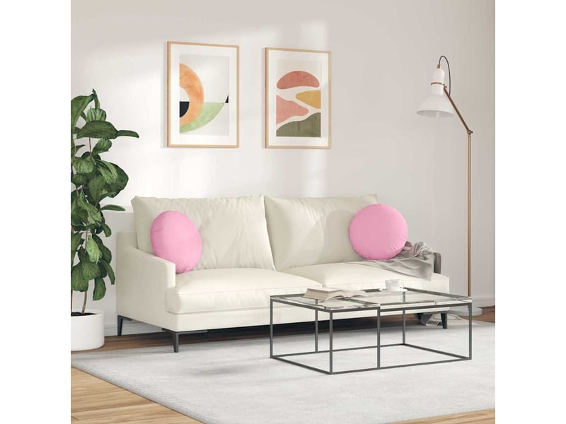  Lot de 2 coussins de siège, coussins décoratifs tissu rose ø40 x 13 cm cf59854  - Conforama D