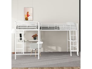 Lit mezzanine 2x90x200 cm OKWISH   coloris blanc