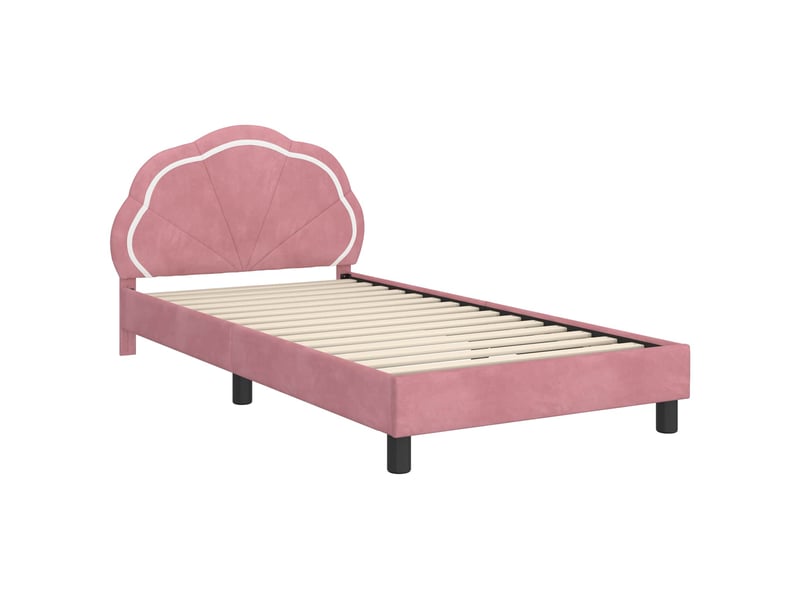  Cadre de lit pour enfants - lit jeune avec tête de lit rose 90 x 200 cm  - Conforama D