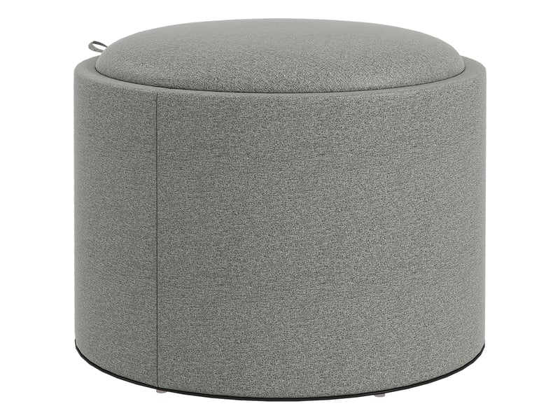  Pouf tabouret rond avec espace de rangement et couvercle rabattable aspect lin gris ø56 x 42 cm pour salon chambre 838-435V80GY - Conforama B