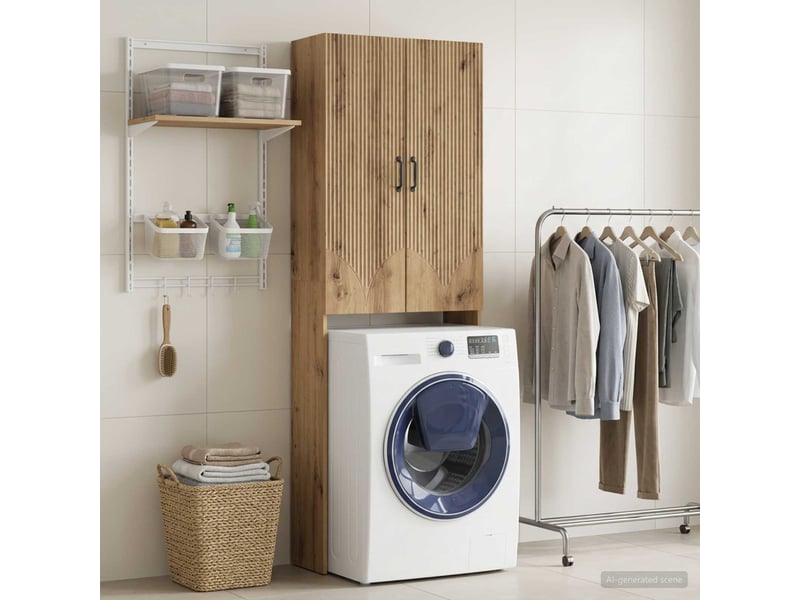  Armoire de toilette, meuble de toilette hoorn chêne artisanal 66x25.5x190 cm  - Conforama C