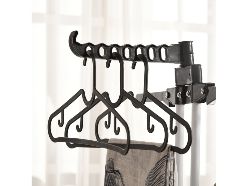 Étendoir à linge tour 4 niveaux 73 x 64 x 177 cm noir, acier thermolaqué et plastique sur roulettes - Conforama D