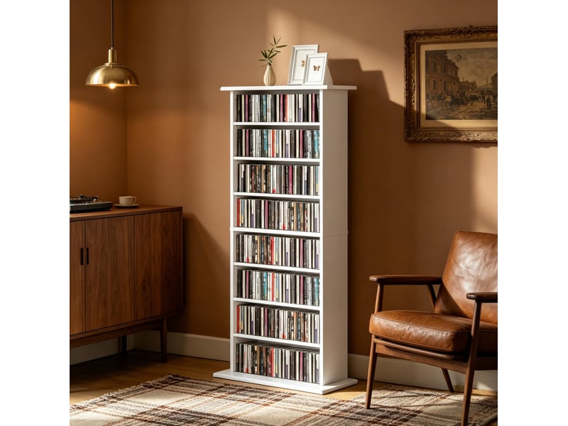 Meuble de rangement cd dvd 8 compartiments réglables blanc homvra - Conforama B