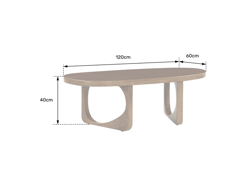  Table basse en bois de manguier massif teinte claire 120cm nari  - Conforama E