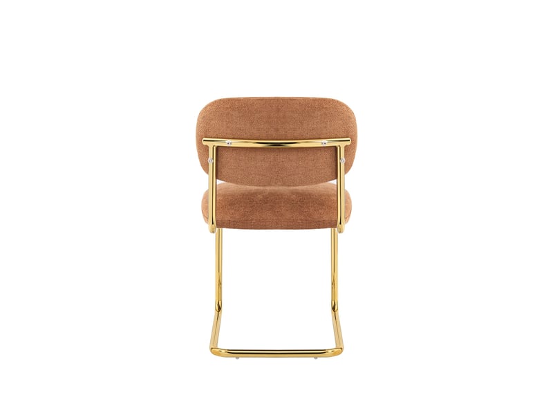  Lot de 4 chaises salle à manger tissu terracotta, pied doré - arc  - Conforama D