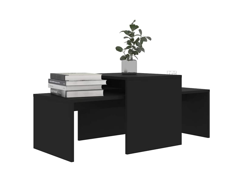  Ensemble de tables basse - table de salon - table à thés noir 100x48x40 cm bois d’ingénierie  - Conforama C