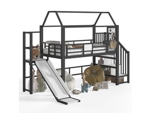 Lit mezzanine 90x200 cm <strong>OOIILLEE</strong>  <strong></strong> coloris noir