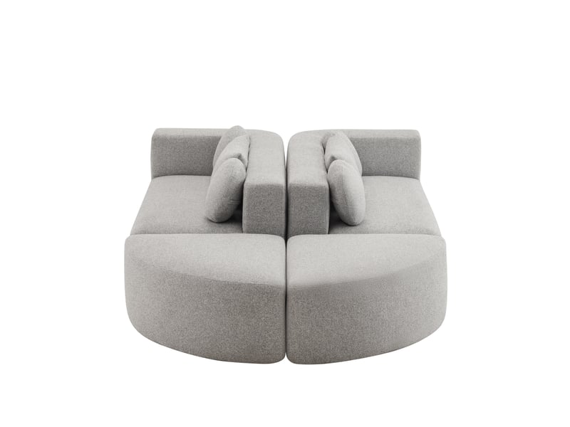  Canapé modulable convertible 4 places en tissu gris, livré compressé sans montage pour le salon  - Conforama A