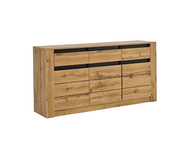 Buffet effet bois et noir 3 portes 3 tiroirs 135x35x70cm - Conforama A