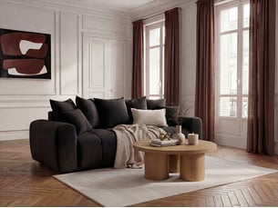 Canapé droit convertible BOBOCHIC ROXELANE 3 places Tissu gris avec coffre de rangement