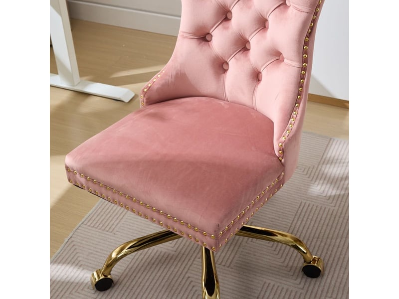 Chaise de bureau en velours capitonnée, structure élastique triple, base métallique élargie et hauteur réglable, 90-98 cm - Conforama D