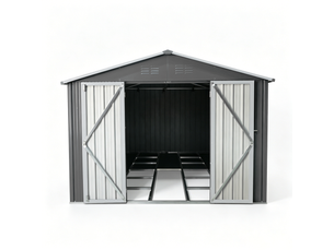 Abri de jardin en métal 313,4x248,6x191,5 cm gris avec toit pointu