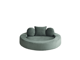 Canapé convertible 4-en-1 en velours côtelé, demi-lune ou lit rond, 3 coussins inclus, sans montage, design compact