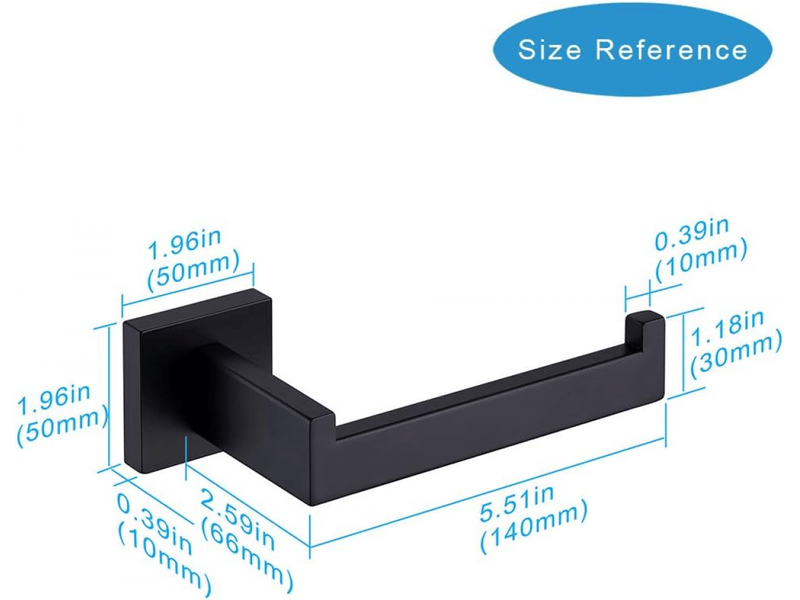  Porte-papier toilette mat, porte-papier toilette en acier inoxydable, porte-papier toilette mural pour salle de bain et cuisine, carré moderne, noir  - Conforama D