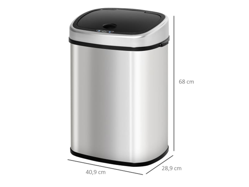  Poubelle automatique 58 l en inox avec capteur infrarouge, argentée, 40,9x28,9x68 cm  - Conforama C