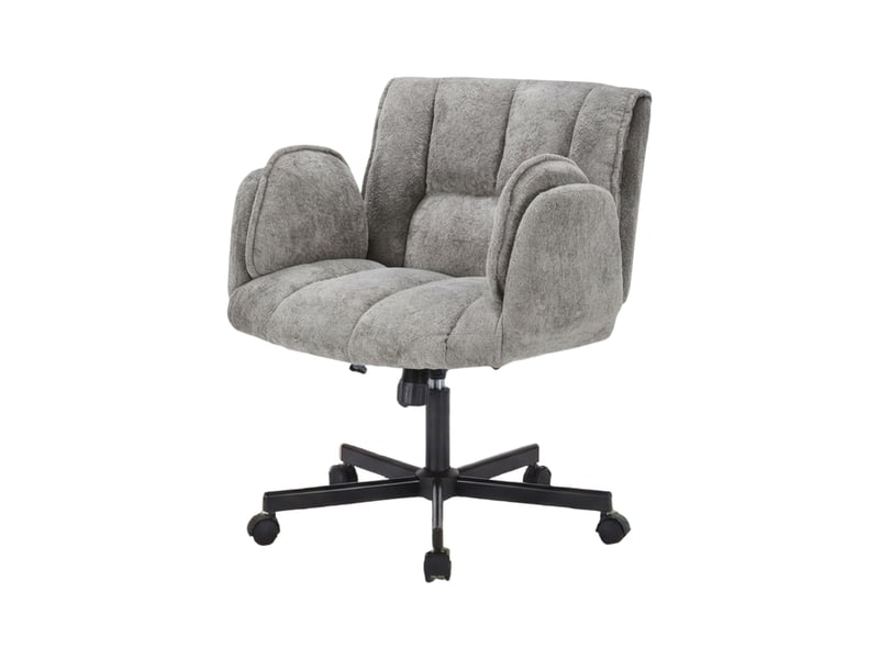  Chaise de bureau pivotante 71 x 68 cm – gris – accoudoirs rabattables et hauteur réglable – tissu respirant  - Conforama A