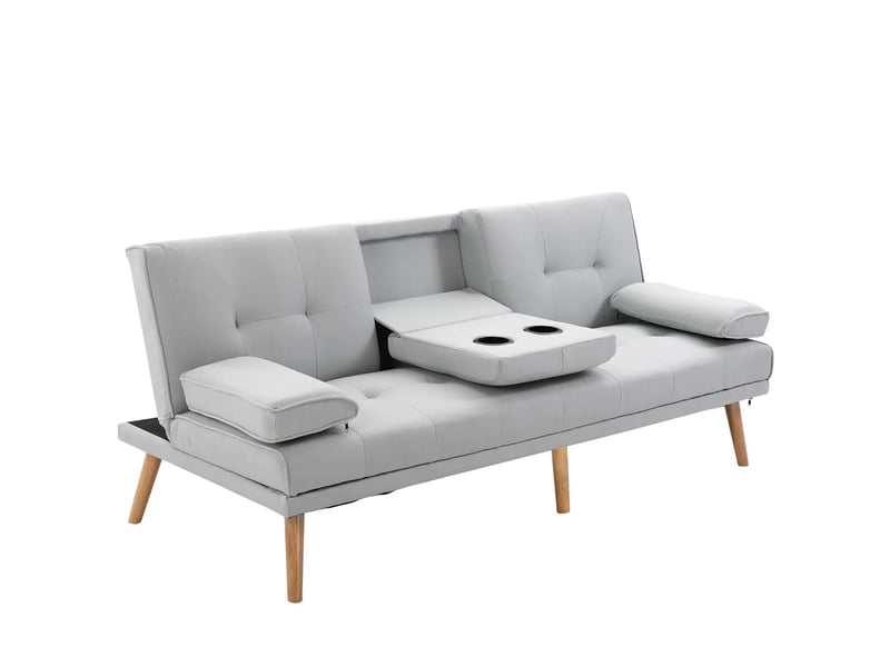  Canapé-lit,181x77x78 cm,3 places avec dossier réglable,polyester,gris clair  - Conforama A