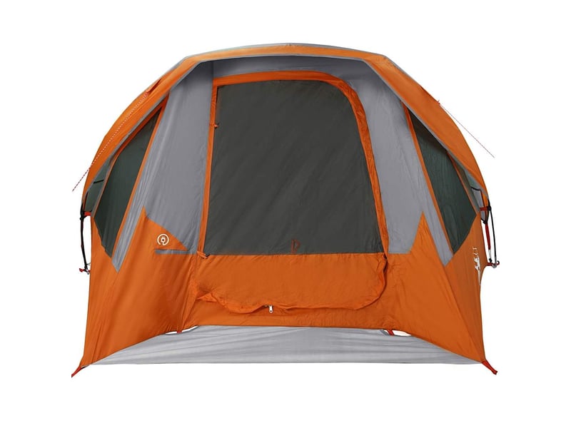  Tente de camping, tente de cabine familiale 6 personnes gris orange imperméable shl46993  - Conforama E