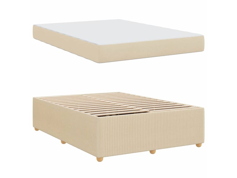  Lit double | lit adulte | cadre de lit avec matelas crème 140x200 cm tissu  - Conforama E