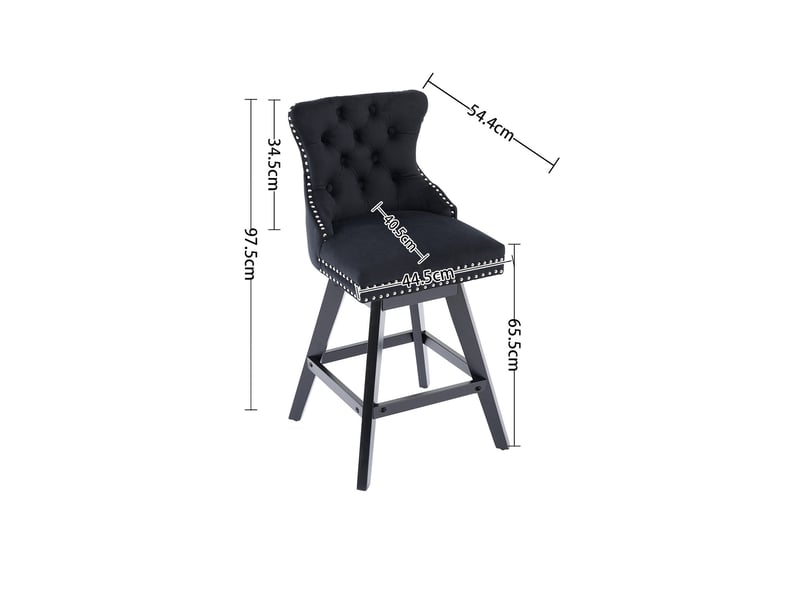  Tabouret de bar pivotant velours noir assise confortable cravdom  - Conforama E